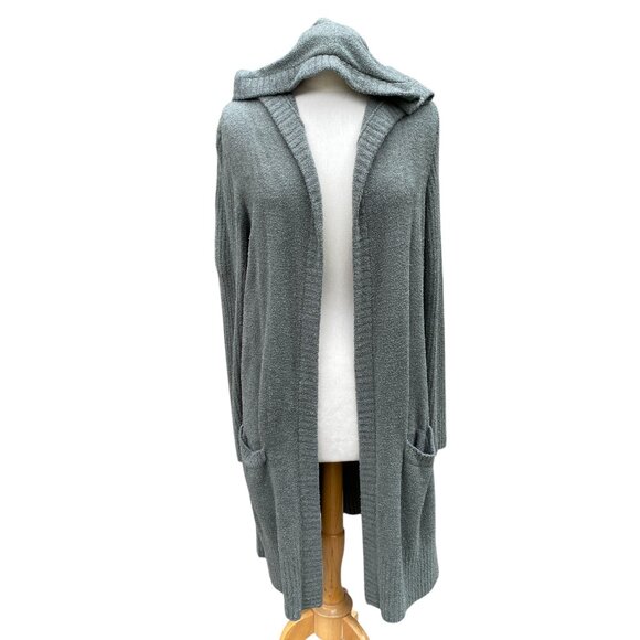 Barefoot Dreams CozyChic Lite Hooded Cardigan Sage Duster Cozy Coastal Lounge-M - Picture 2 of 16